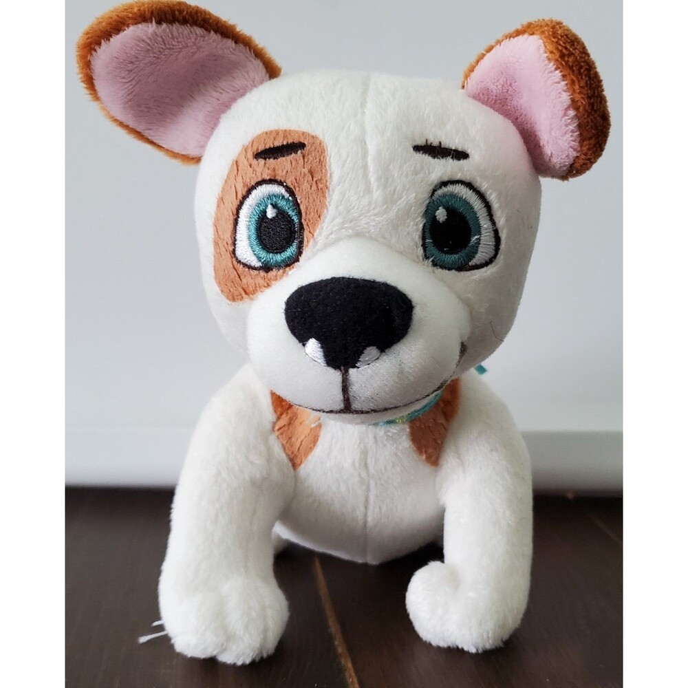 Disney Doc Mcstuffins Plush Puppy Dog Oliver White Brown 6" Embroidered Blue Eye